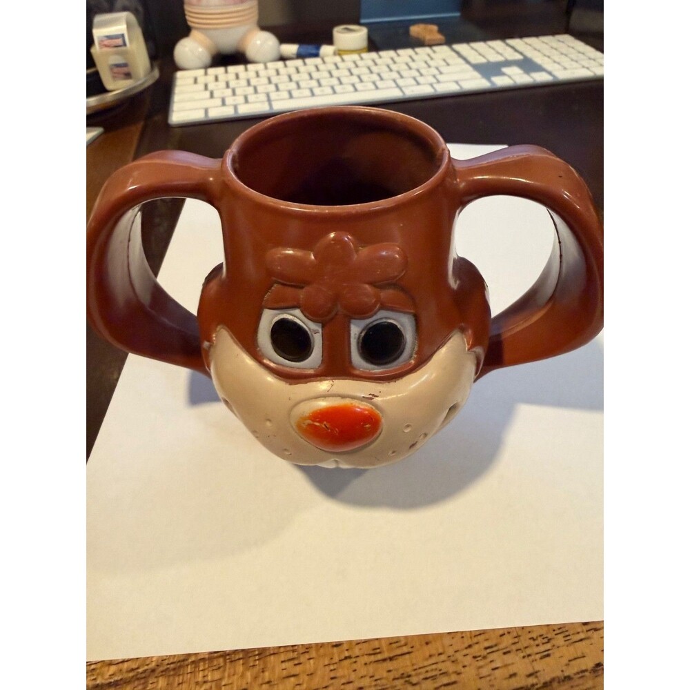 Vintage Nestle Quik Bunny Rabbit Mug Double Handle Plastic Cup Made in USA